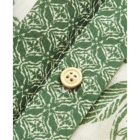 Commense Paisley Print Button Down Shirt Green Cream Boho Chic Size Large NWT's - Picture 4 of 15
